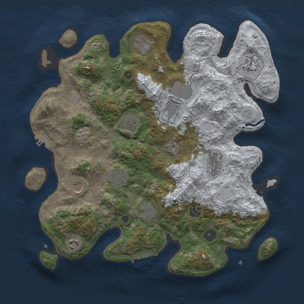 Rust Map: Procedural Map, Size: 3850, Seed: 1101331641, 20 Monuments