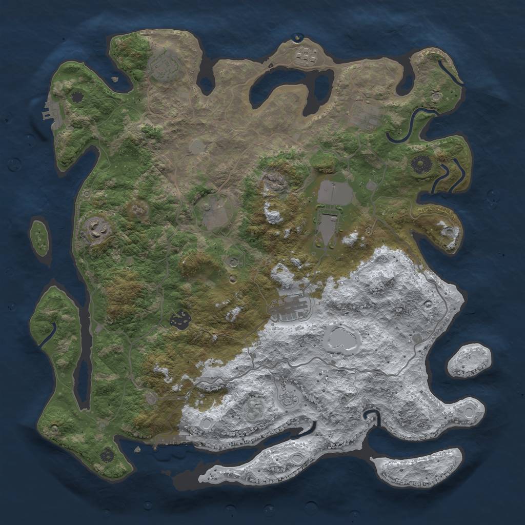 Rust Map: Procedural Map, Size: 4000, Seed: 583384, 17 Monuments