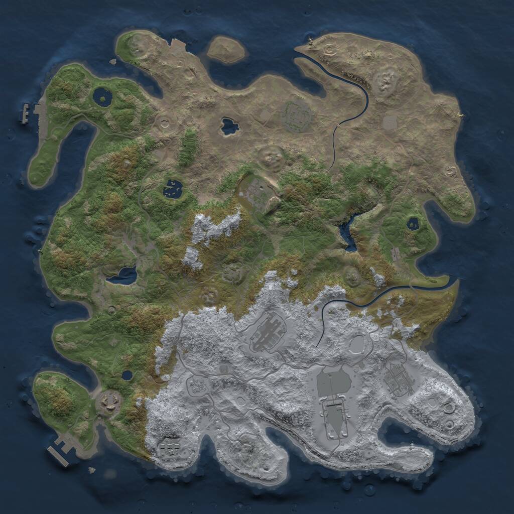 Rust Map: Procedural Map, Size: 4000, Seed: 551828, 14 Monuments