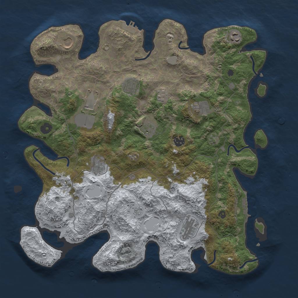 Rust Map: Procedural Map, Size: 4000, Seed: 594736, 19 Monuments