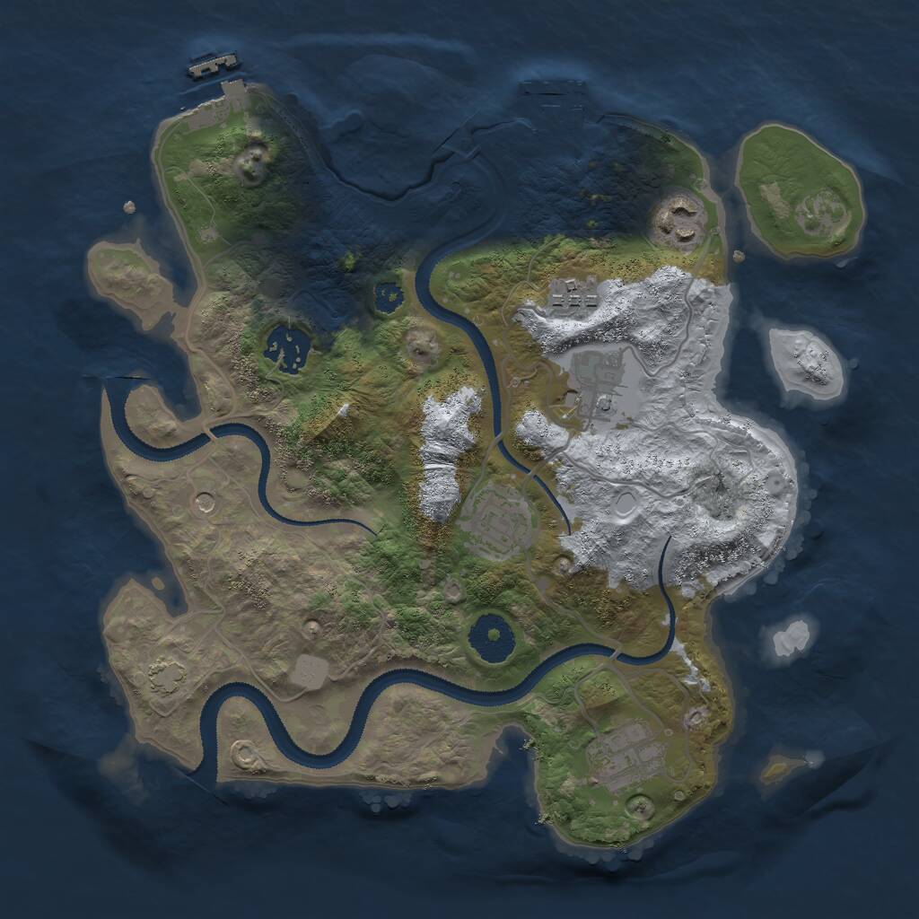 Rust Map: Procedural Map, Size: 3000, Seed: 1867977869, 11 Monuments