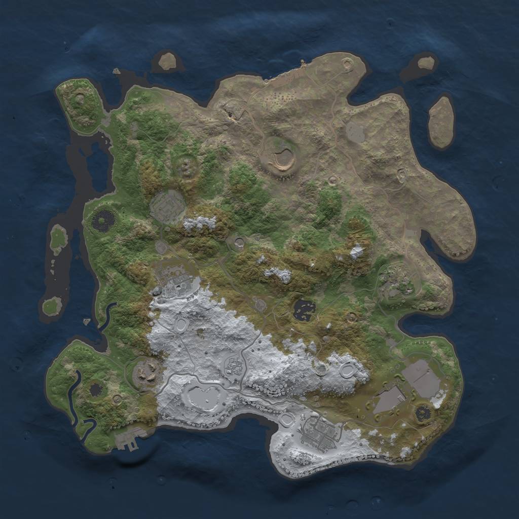 Rust Map: Procedural Map, Size: 3500, Seed: 571408202, 17 Monuments