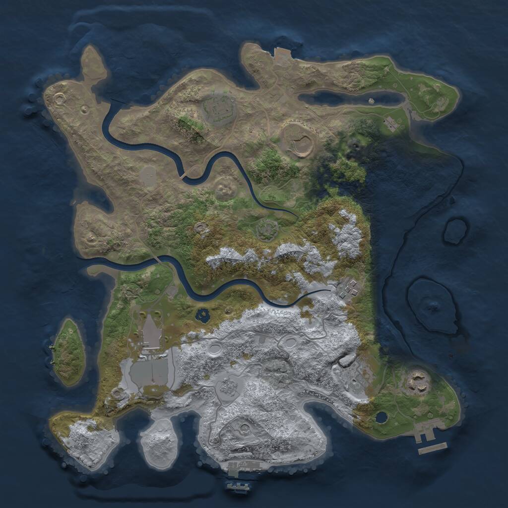 Rust Map: Procedural Map, Size: 3500, Seed: 41766209, 12 Monuments
