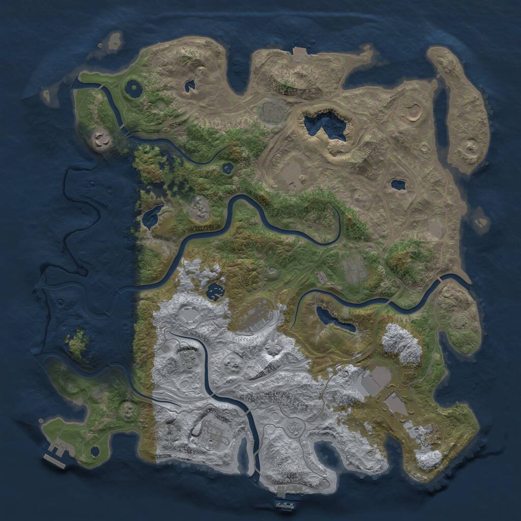 Rust Map: Procedural Map, Size: 4500, Seed: 70184142, 17 Monuments