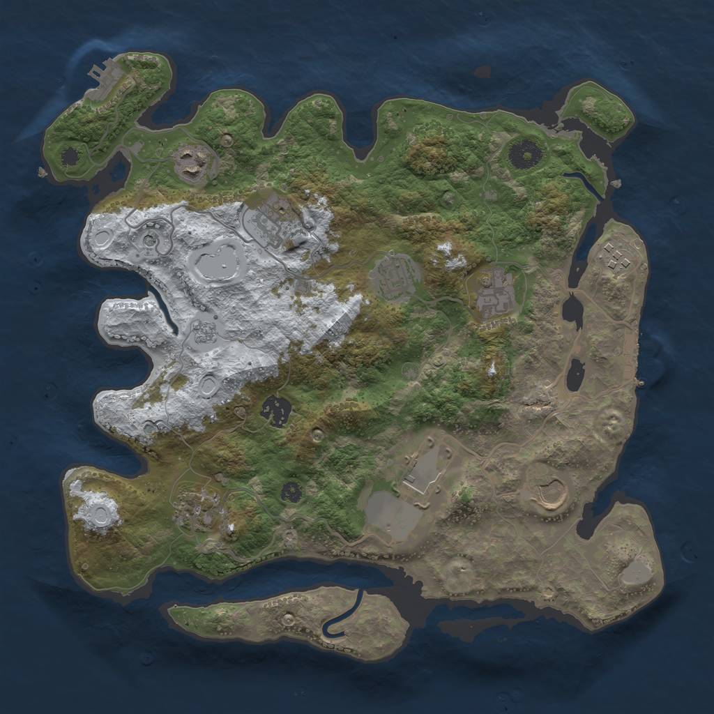 Rust Map: Procedural Map, Size: 3500, Seed: 35923417, 18 Monuments