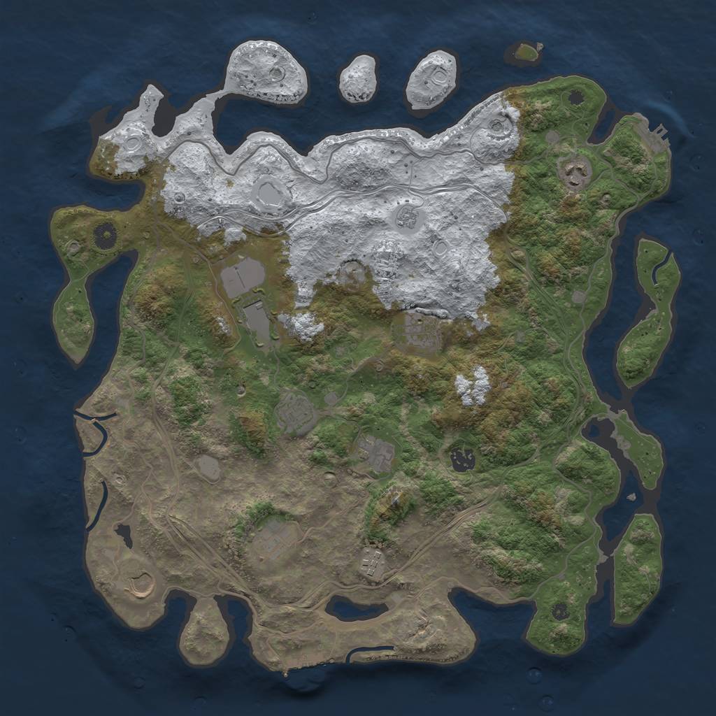 Rust Map: Procedural Map, Size: 4250, Seed: 741390, 18 Monuments
