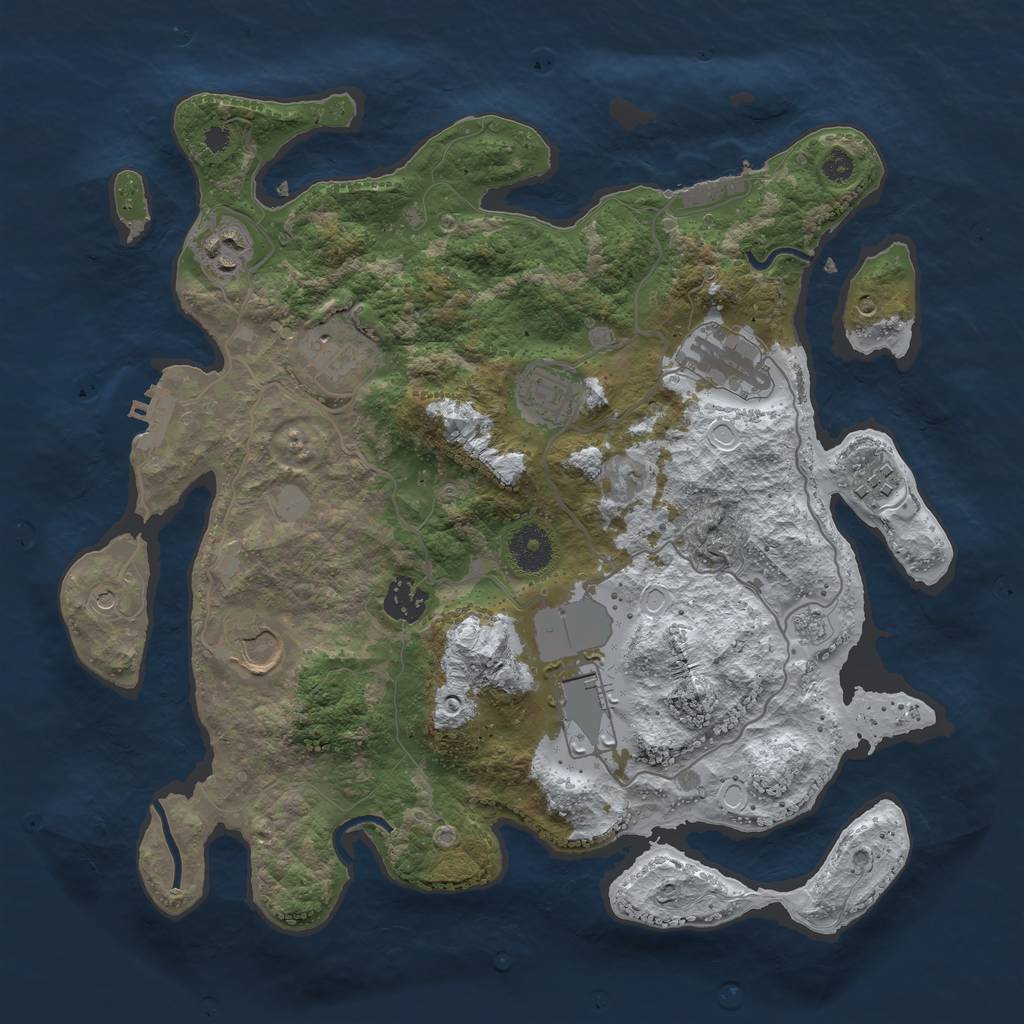 Rust Map: Procedural Map, Size: 3500, Seed: 65247721, 17 Monuments