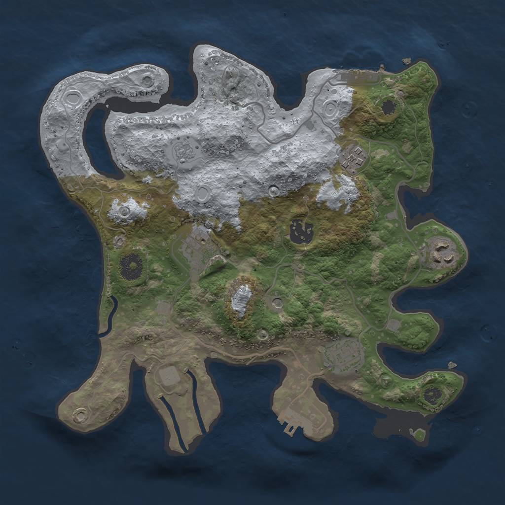 Rust Map: Procedural Map, Size: 3000, Seed: 21007, 12 Monuments