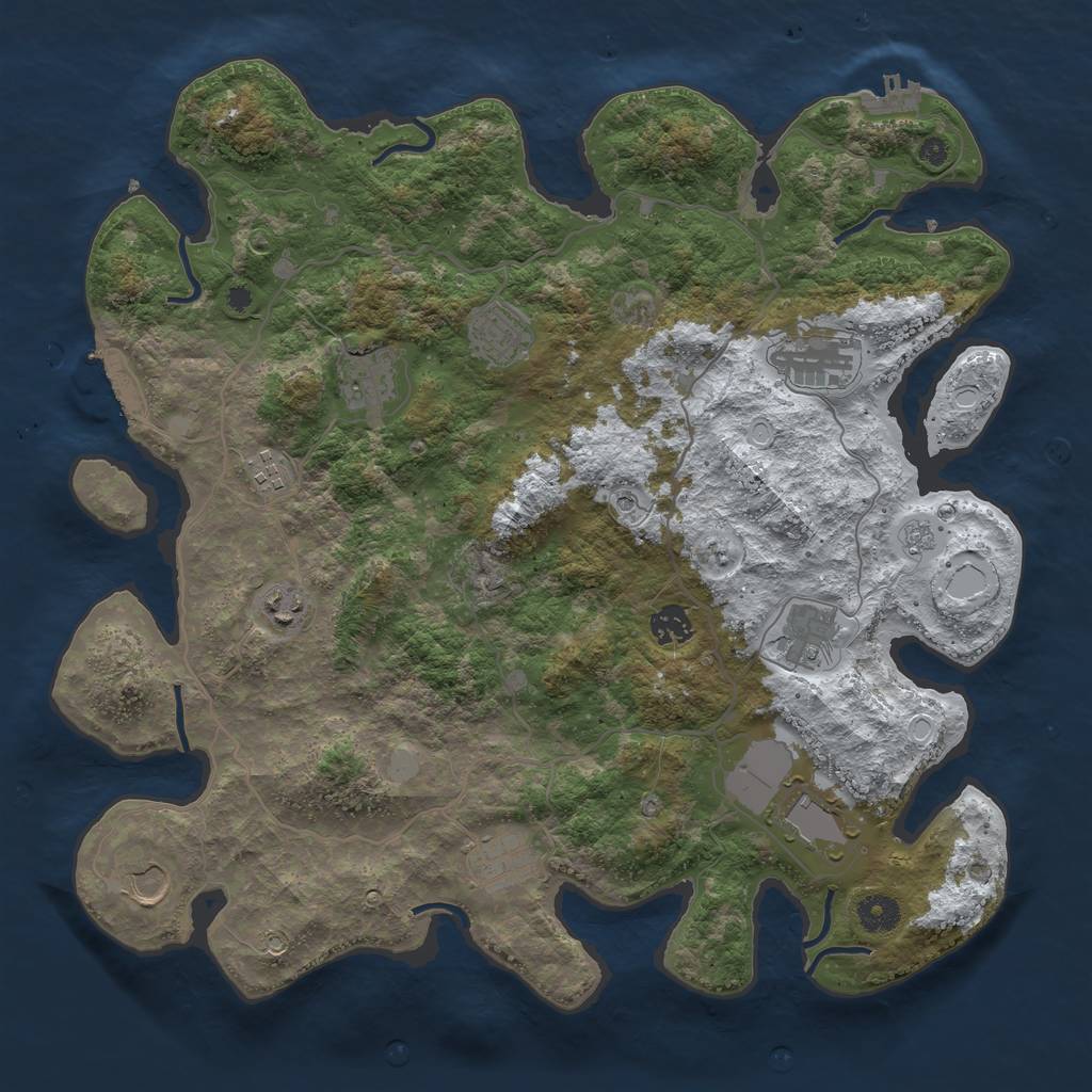 Rust Map: Procedural Map, Size: 4000, Seed: 748, 19 Monuments