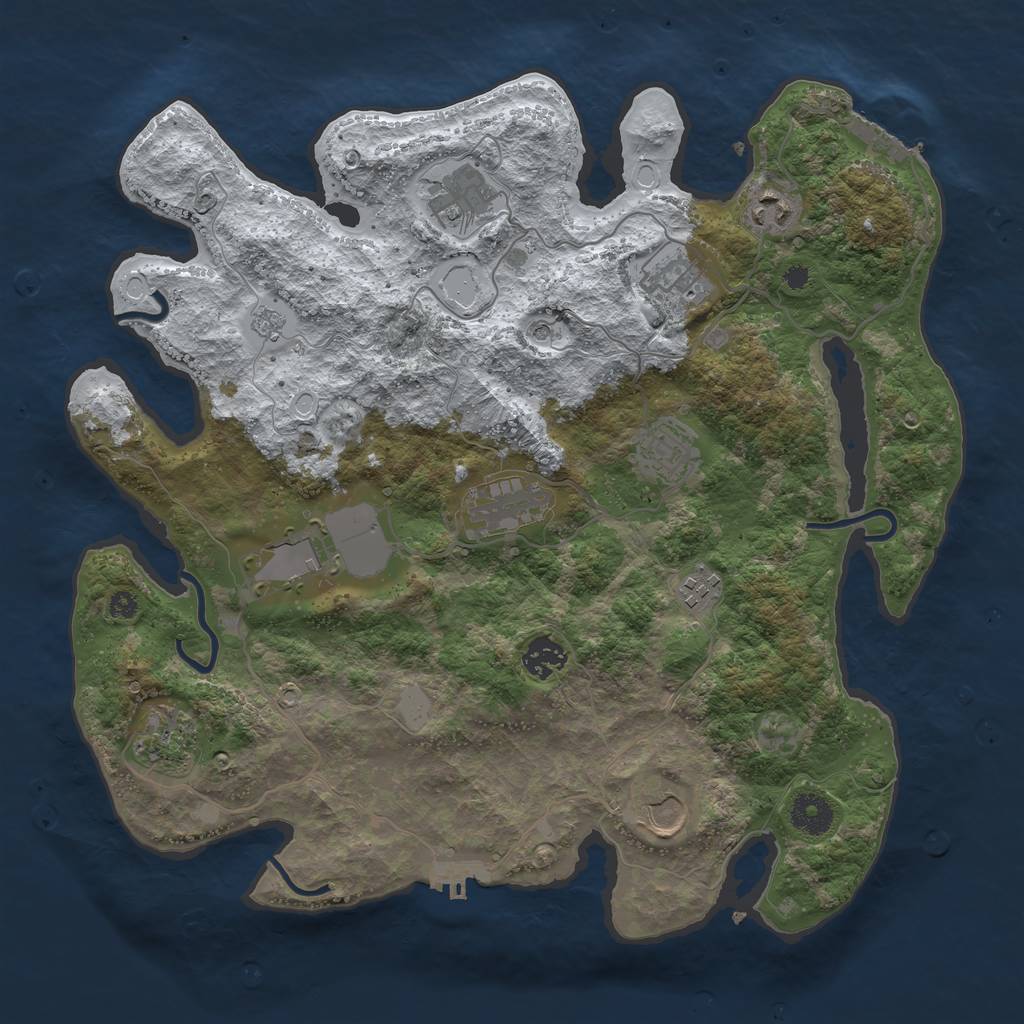 Rust Map: Procedural Map, Size: 3700, Seed: 660176877, 19 Monuments