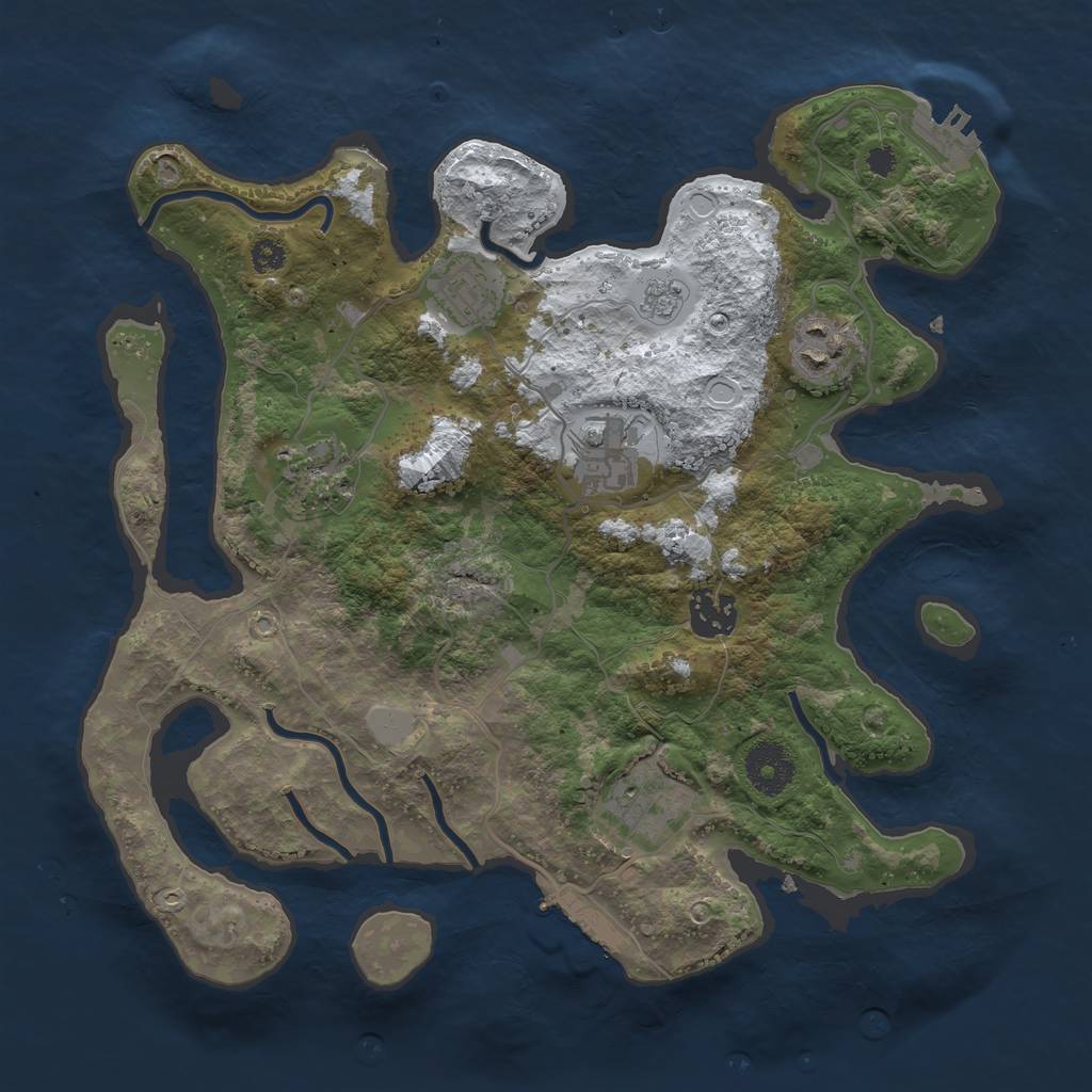 Rust Map: Procedural Map, Size: 3250, Seed: 372171481, 14 Monuments