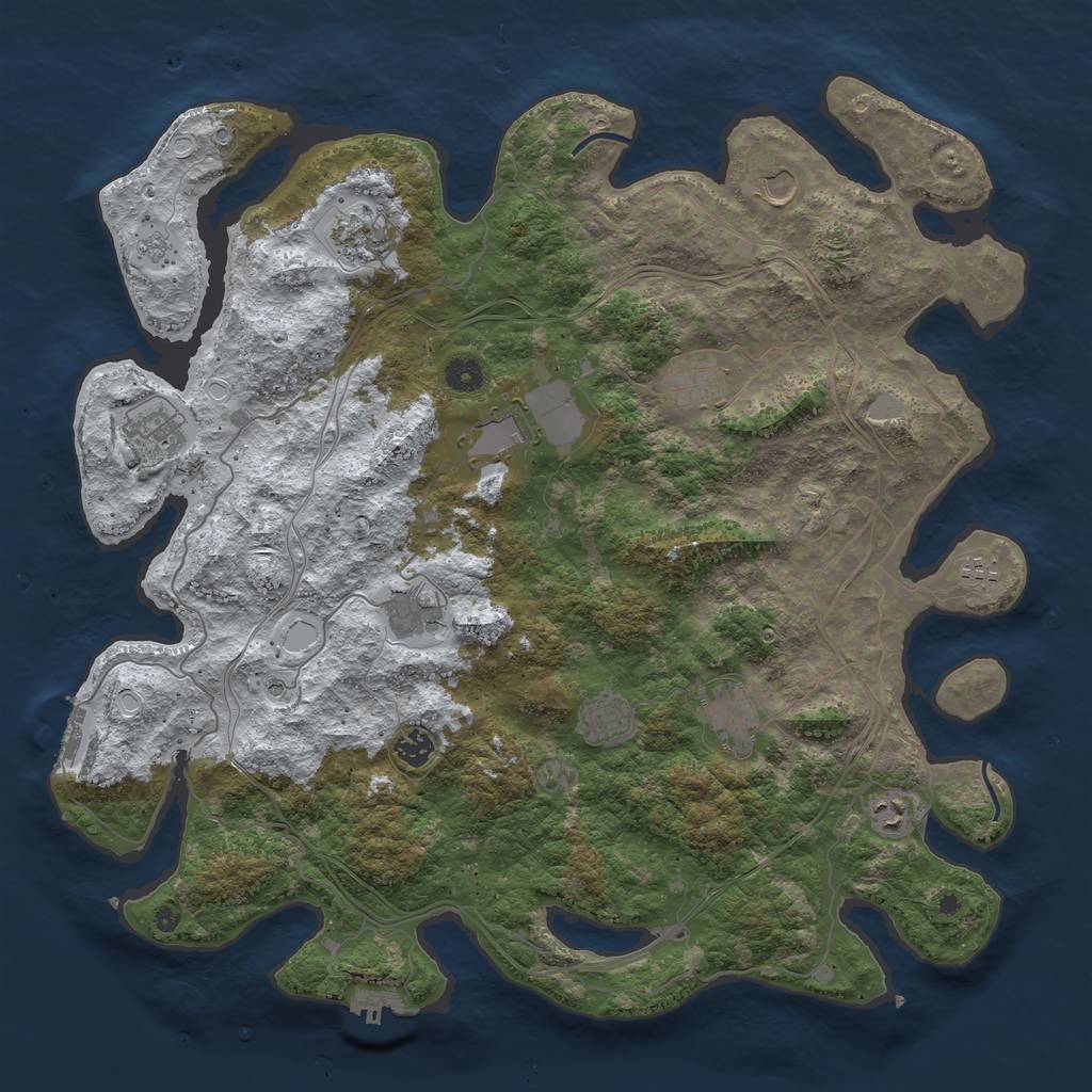 Rust Map: Procedural Map, Size: 4500, Seed: 204476147, 20 Monuments