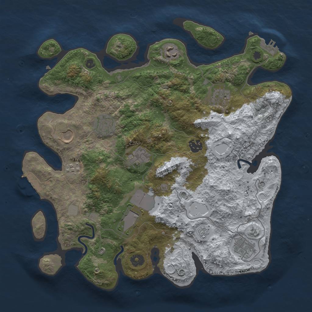 Rust Map: Procedural Map, Size: 3500, Seed: 2068117738, 18 Monuments