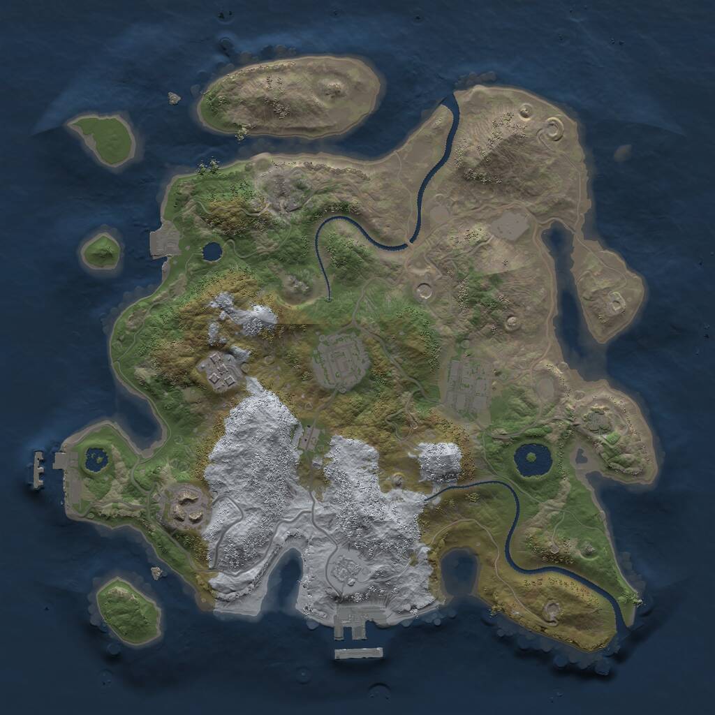 Rust Map: Procedural Map, Size: 3000, Seed: 909597604, 10 Monuments