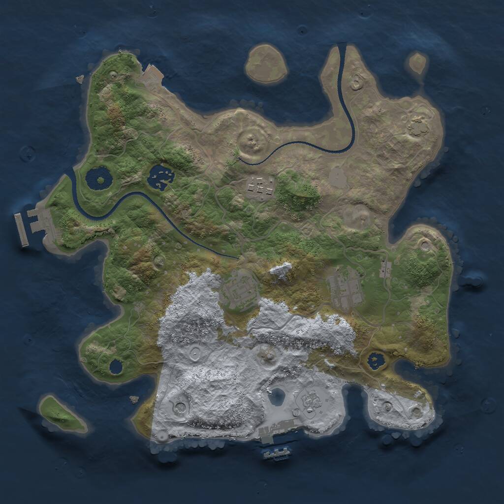 Rust Map: Procedural Map, Size: 3000, Seed: 5091, 10 Monuments