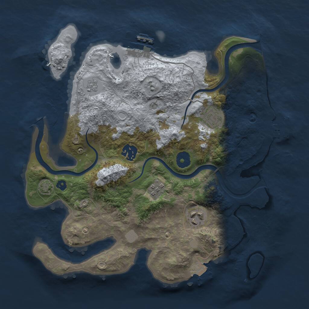 Rust Map: Procedural Map, Size: 3000, Seed: 19975, 10 Monuments