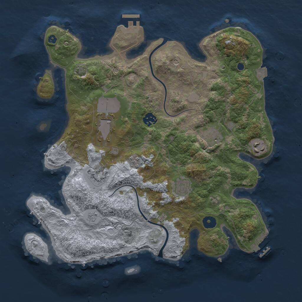 Rust Map: Procedural Map, Size: 3500, Seed: 1815086535, 13 Monuments