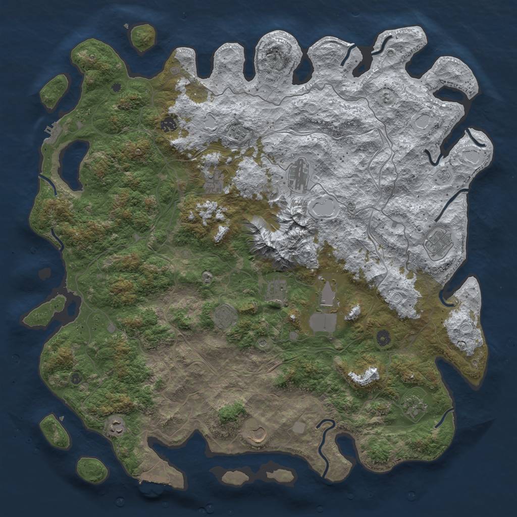 Rust Map: Procedural Map, Size: 5000, Seed: 49585893, 20 Monuments