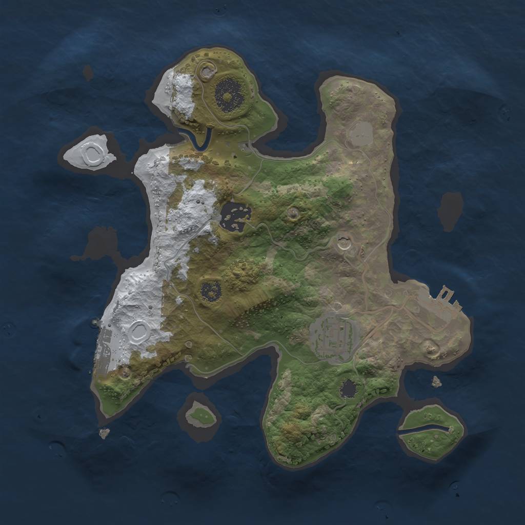 Rust Map: Procedural Map, Size: 2500, Seed: 1278122394, 10 Monuments