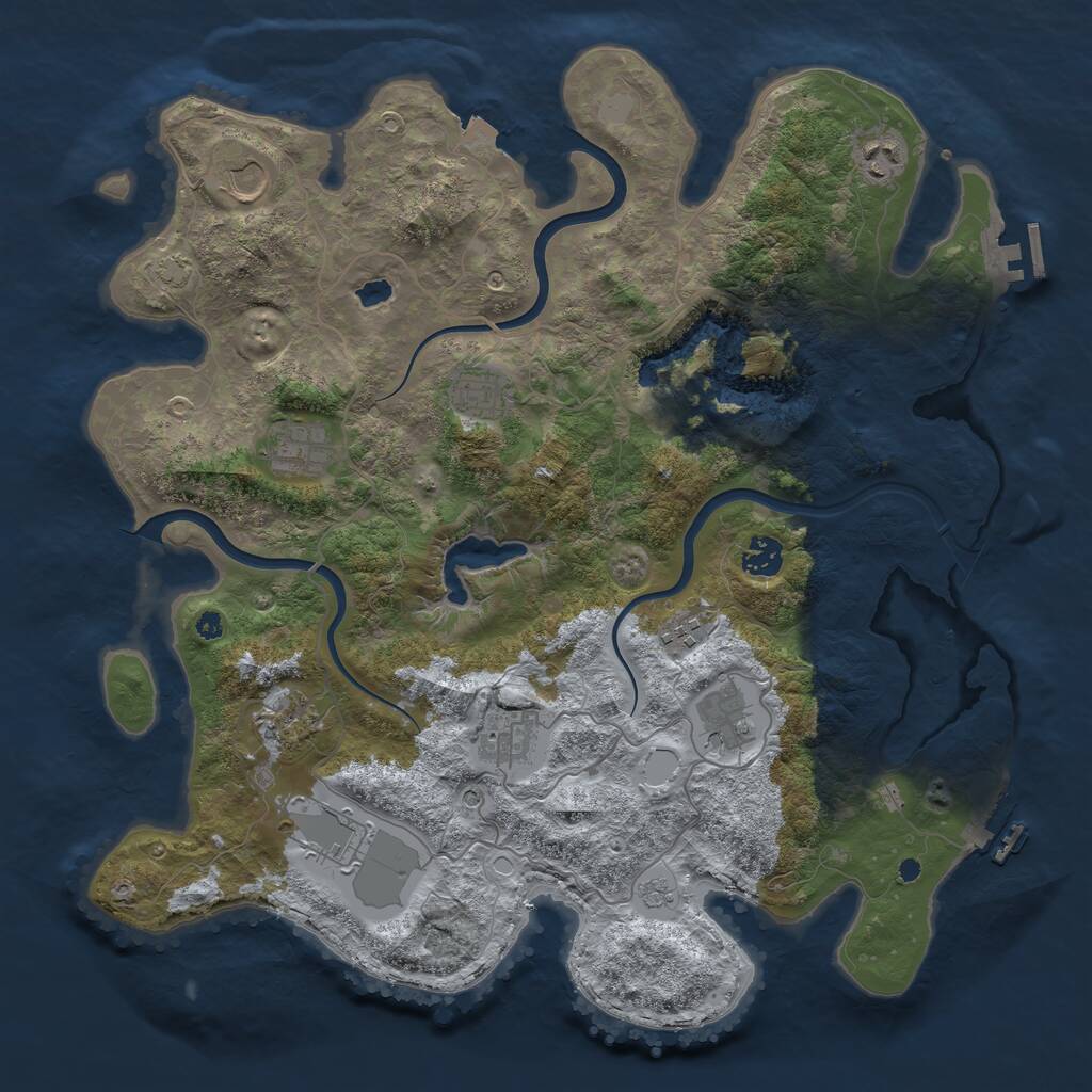 Rust Map: Procedural Map, Size: 4000, Seed: 730582632, 16 Monuments