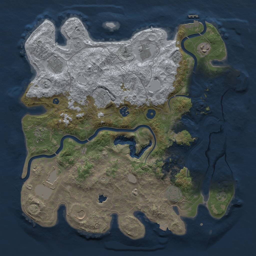 Rust Map: Procedural Map, Size: 4000, Seed: 850614867, 16 Monuments