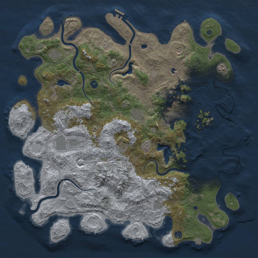 Rust Map: Procedural Map, Size: 5000, Seed: 1312962306, 17 Monuments