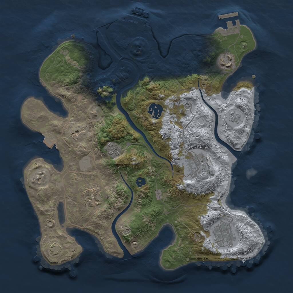 Rust Map: Procedural Map, Size: 3000, Seed: 889673409, 12 Monuments