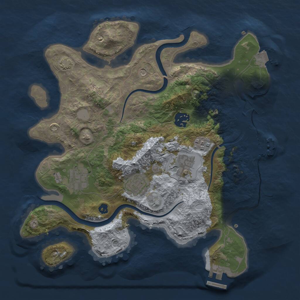 Rust Map: Procedural Map, Size: 3000, Seed: 20212, 10 Monuments