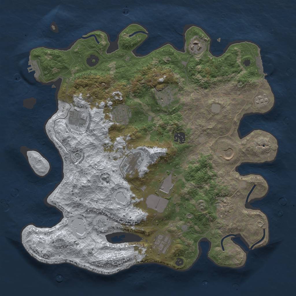 Rust Map: Procedural Map, Size: 3700, Seed: 1412635964, 20 Monuments