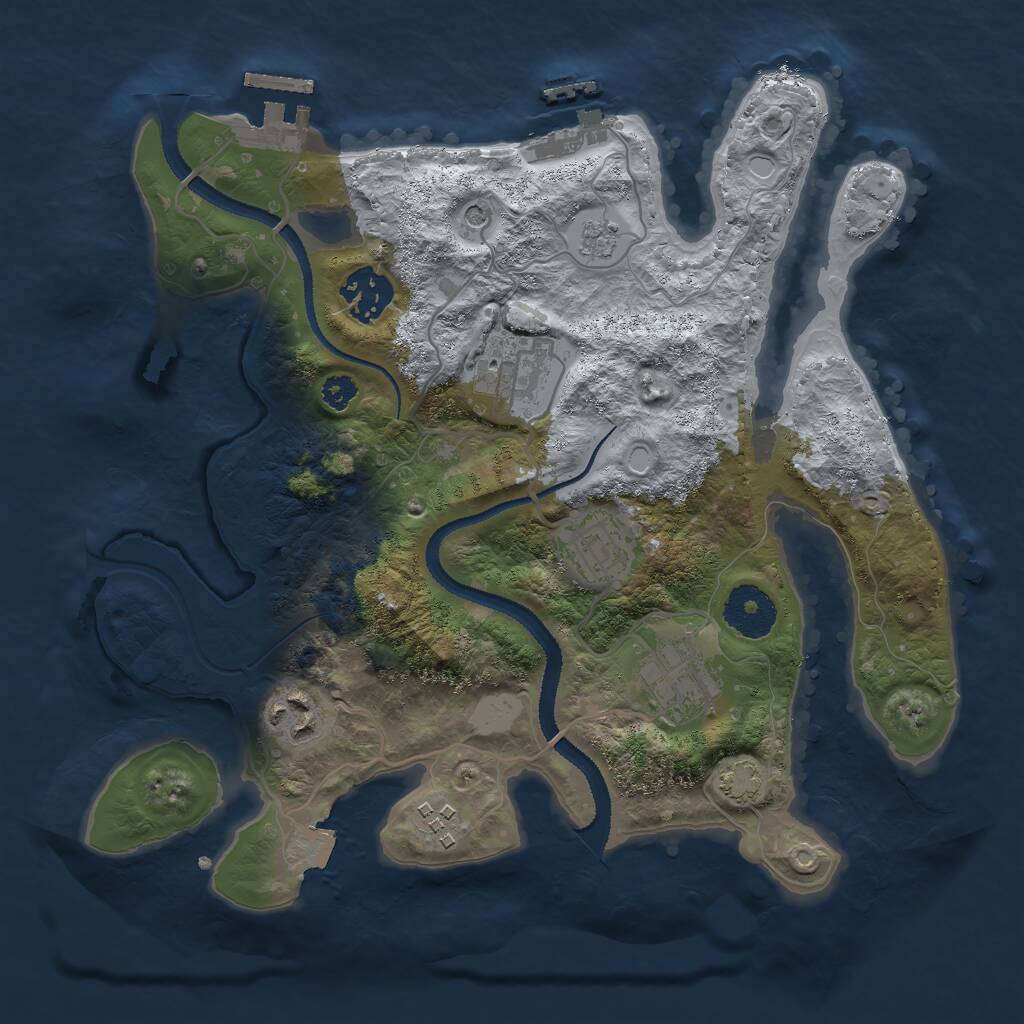 Rust Map: Procedural Map, Size: 3000, Seed: 14680, 12 Monuments