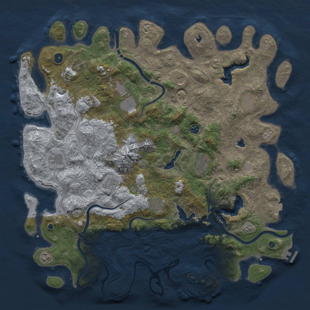 Rust Map: Procedural Map, Size: 5000, Seed: 821395726, 17 Monuments