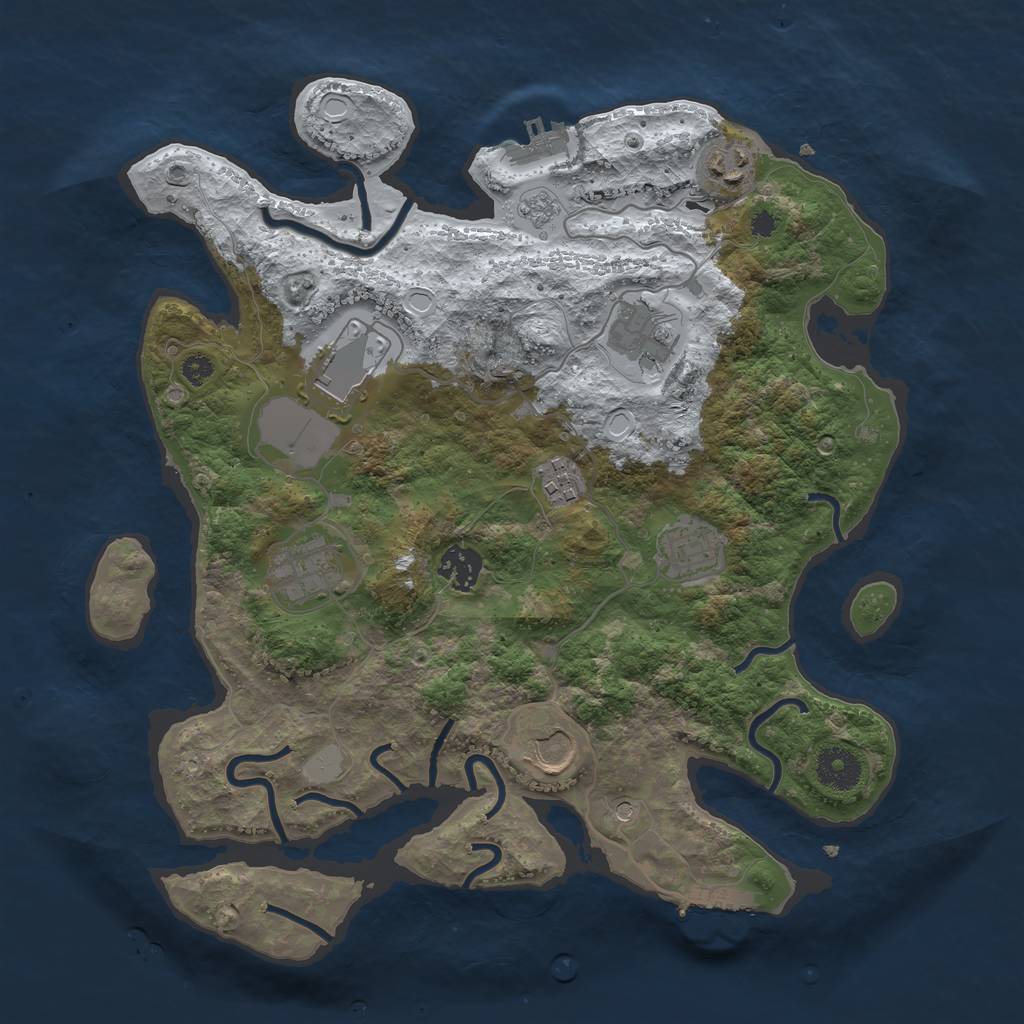 Rust Map: Procedural Map, Size: 3500, Seed: 48806667, 17 Monuments