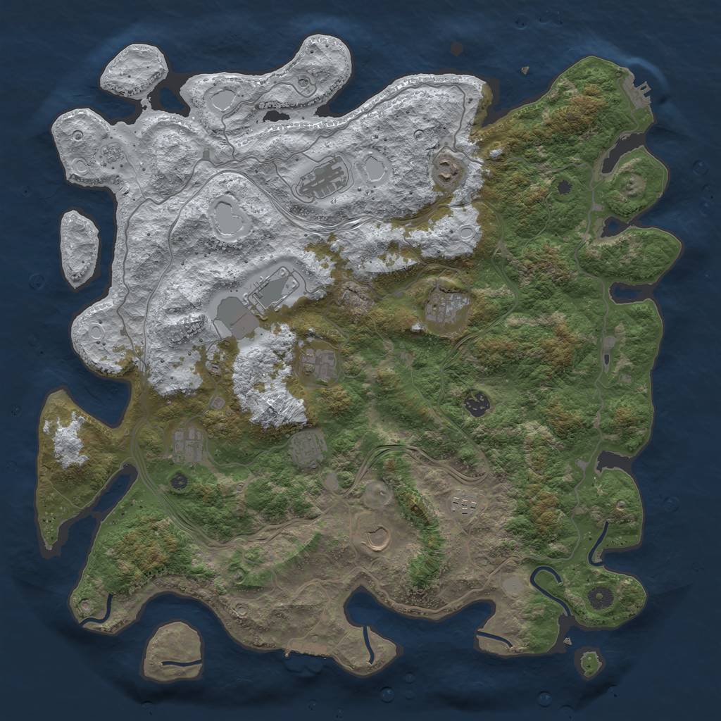 Rust Map: Procedural Map, Size: 4500, Seed: 1809916841, 19 Monuments