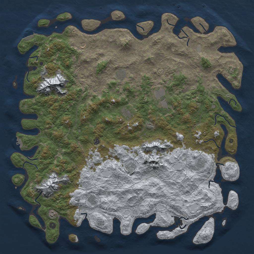 Rust Map: Procedural Map, Size: 6000, Seed: 673835213, 20 Monuments