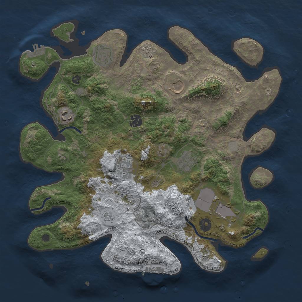 Rust Map: Procedural Map, Size: 3500, Seed: 1391071445, 17 Monuments