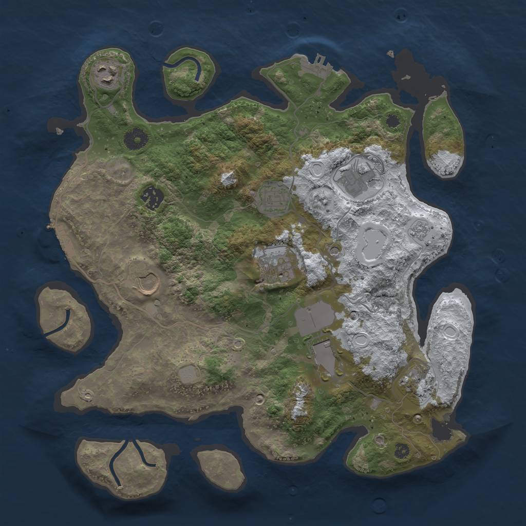 Rust Map: Procedural Map, Size: 3500, Seed: 612384629, 17 Monuments