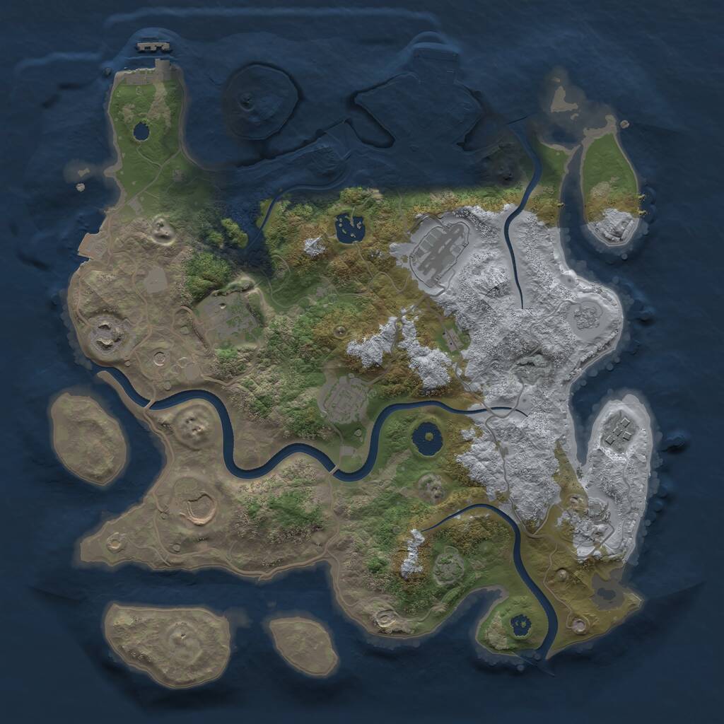Rust Map: Procedural Map, Size: 3500, Seed: 612384629, 14 Monuments