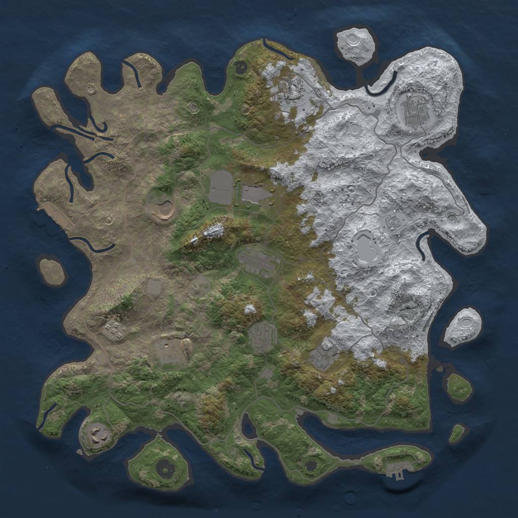 Rust Map: Procedural Map, Size: 4050, Seed: 167900249, 19 Monuments