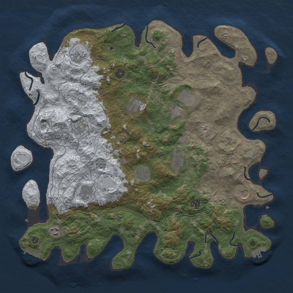 Rust Map: Procedural Map, Size: 4500, Seed: 1005252421, 20 Monuments