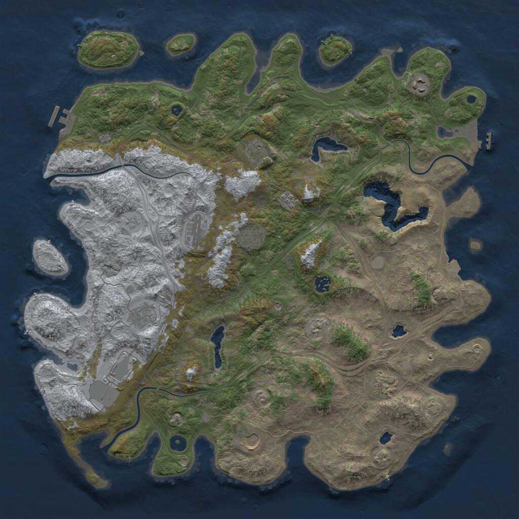 Rust Map: Procedural Map, Size: 4750, Seed: 31616146, 16 Monuments