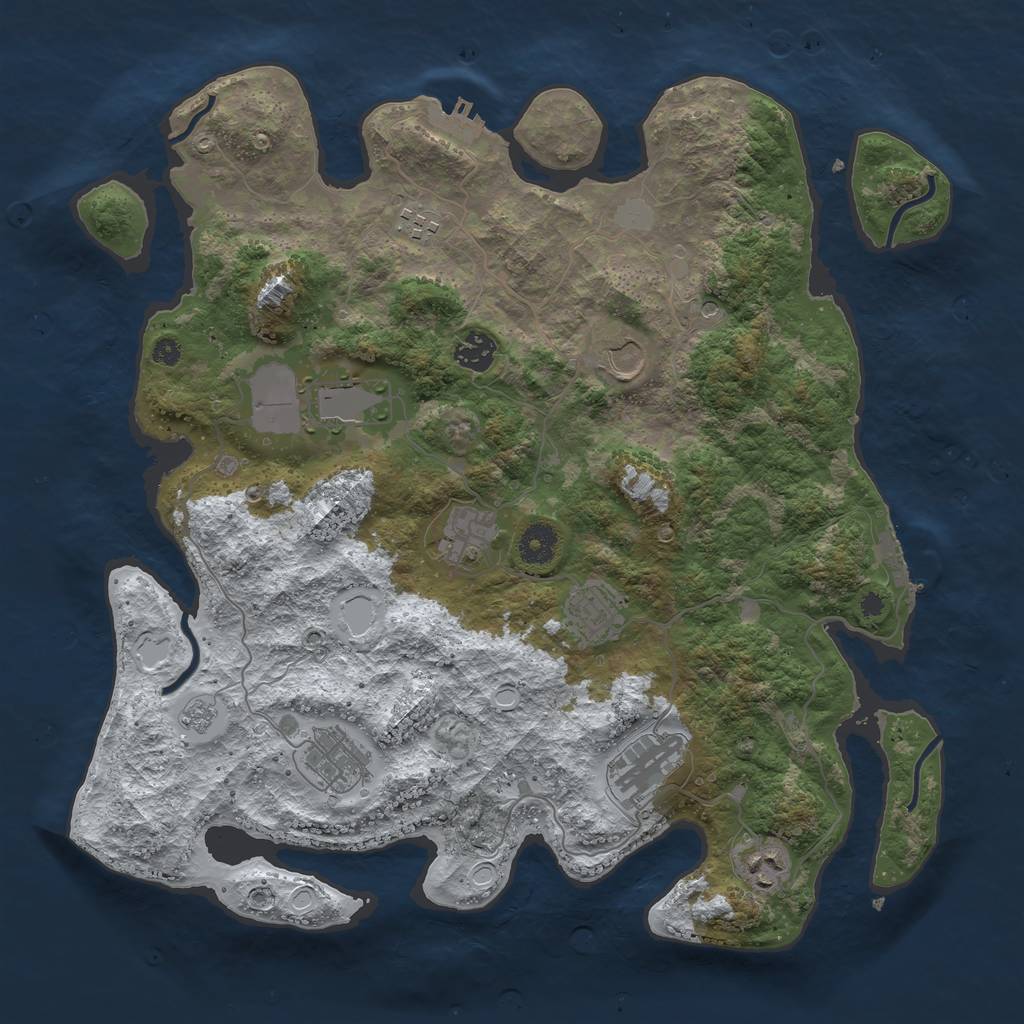 Rust Map: Procedural Map, Size: 3850, Seed: 9724109, 18 Monuments