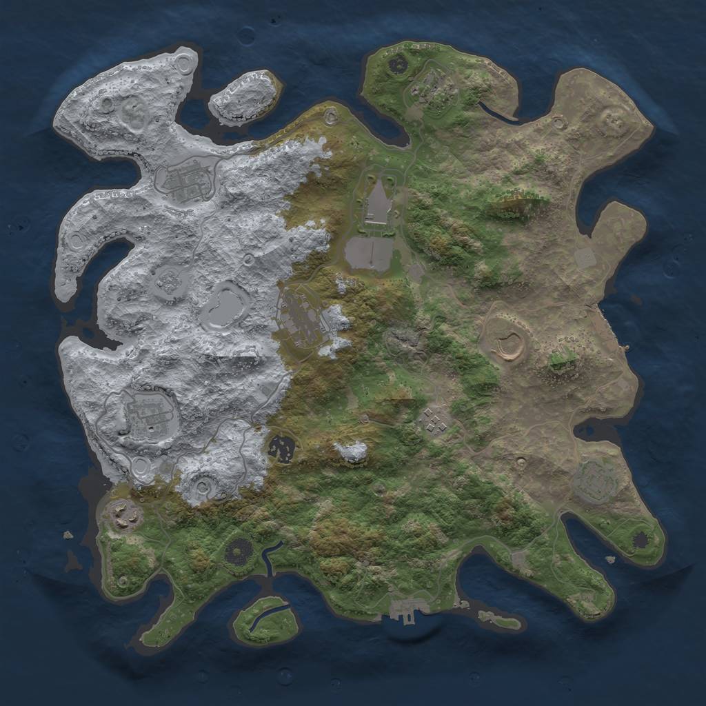 Rust Map: Procedural Map, Size: 3850, Seed: 488375707, 17 Monuments