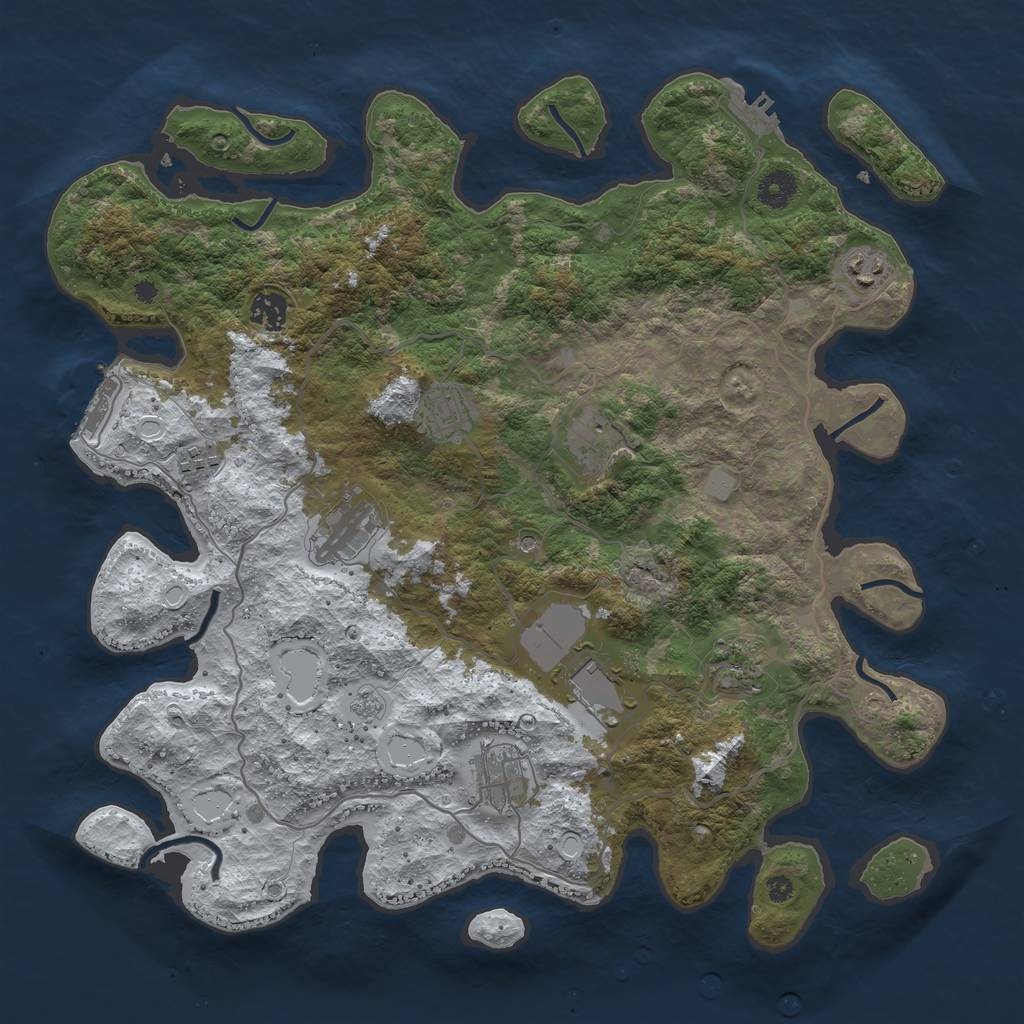 Rust Map: Procedural Map, Size: 4000, Seed: 48365718, 18 Monuments