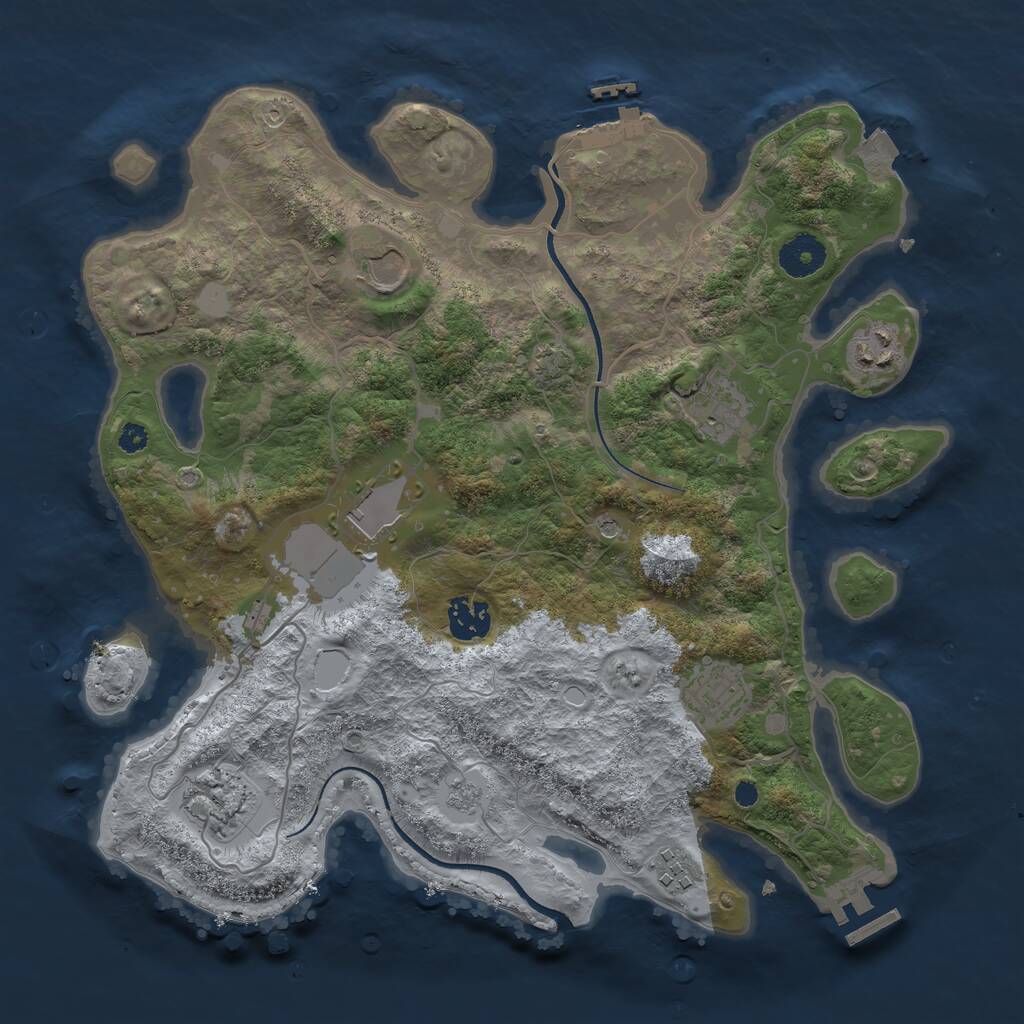 Rust Map: Procedural Map, Size: 3500, Seed: 1984575101, 14 Monuments