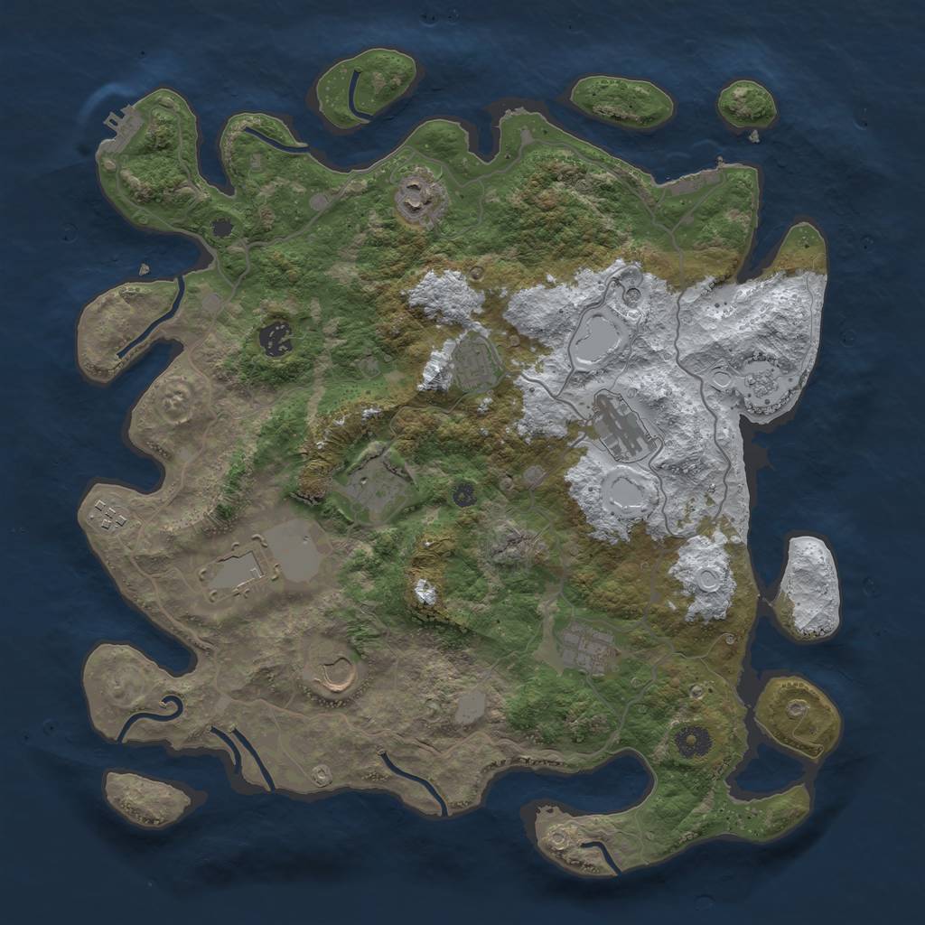 Rust Map: Procedural Map, Size: 4000, Seed: 84745715, 18 Monuments