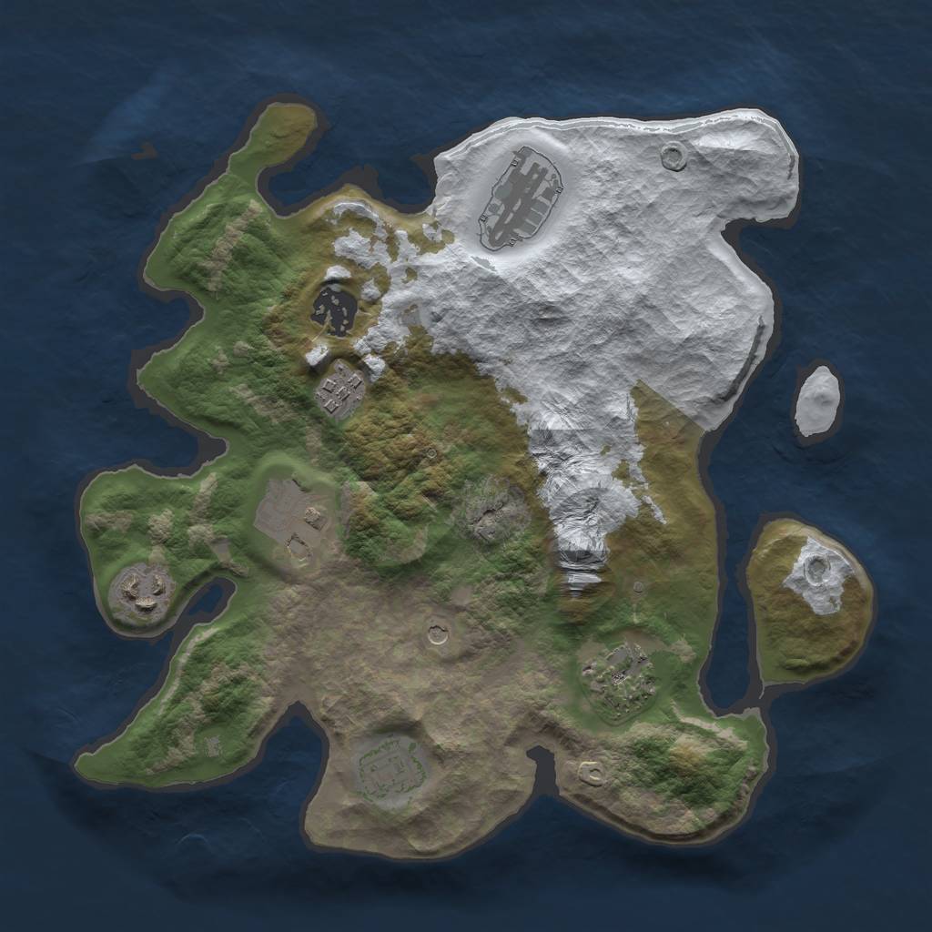 Rust Map: Barren, Size: 3000, Seed: 753624887, 10 Monuments