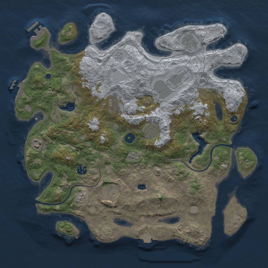 Rust Map: Procedural Map, Size: 4000, Seed: 1953940179, 14 Monuments