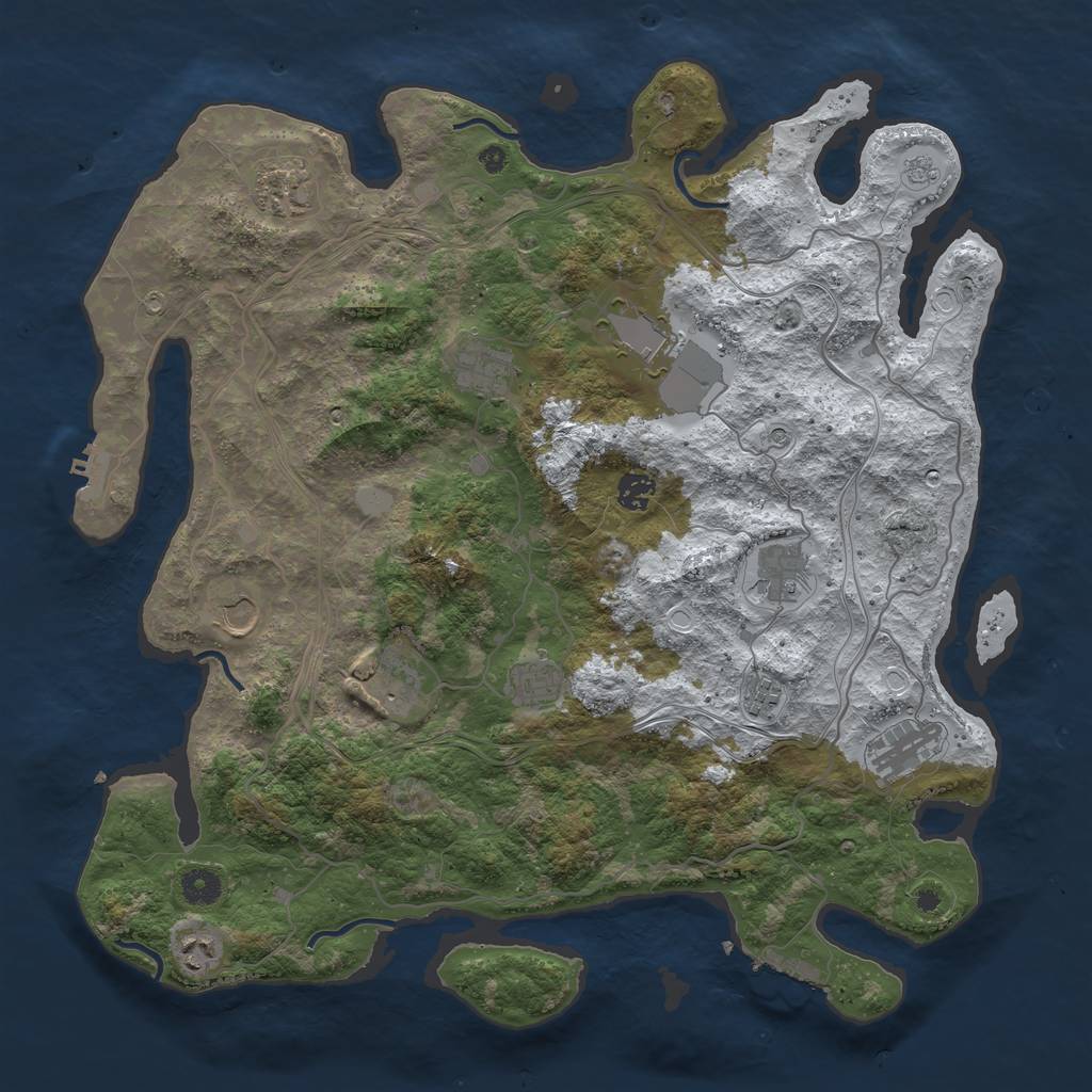 Rust Map: Procedural Map, Size: 4250, Seed: 1245344355, 20 Monuments