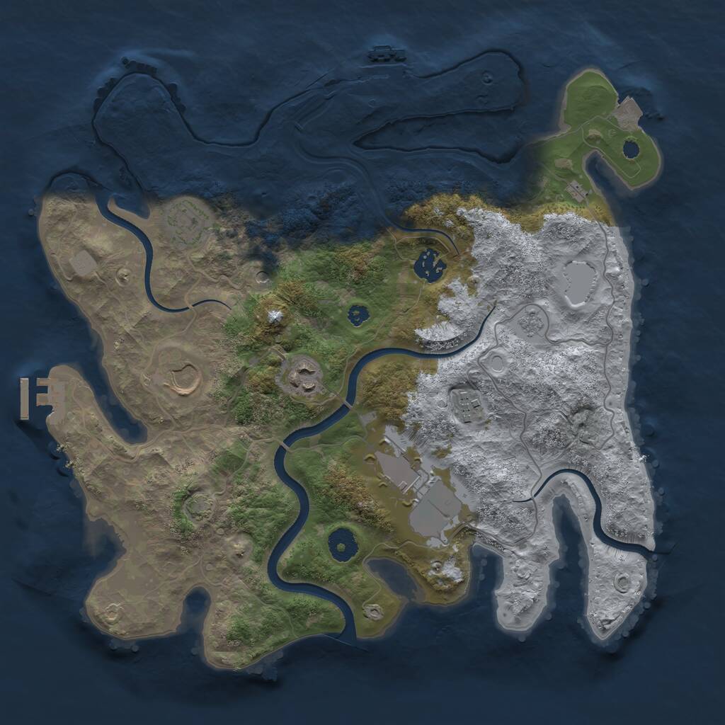 Rust Map: Procedural Map, Size: 3500, Seed: 1011831120, 12 Monuments