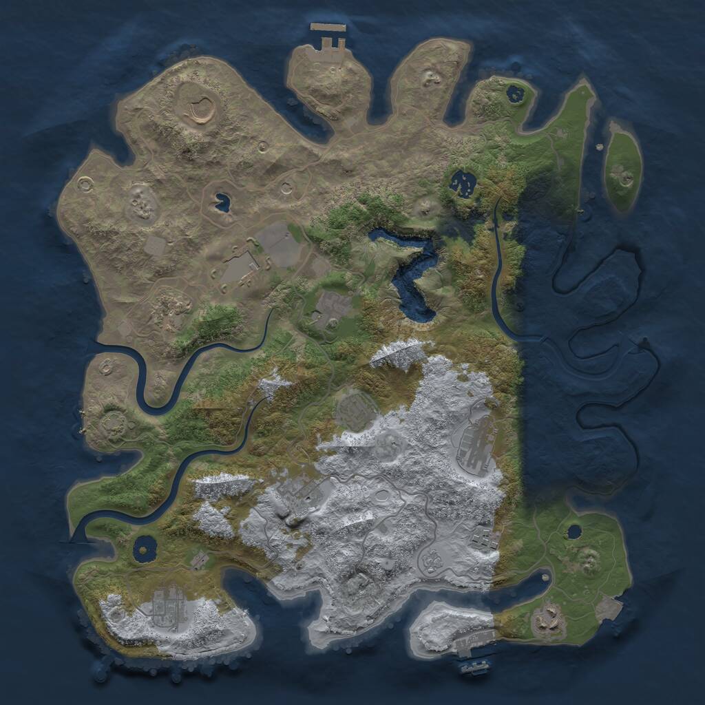 Rust Map: Procedural Map, Size: 4000, Seed: 677600, 17 Monuments